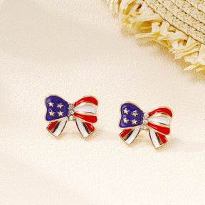 Four XINGX Bow Stud Earrings Personalized Trendy Electroplated Alloy Geometric Earrings My Store