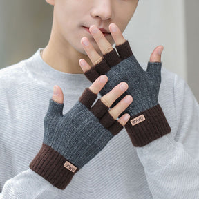 Men's Warm Thickened Knitting Half Finger Gloves My Store