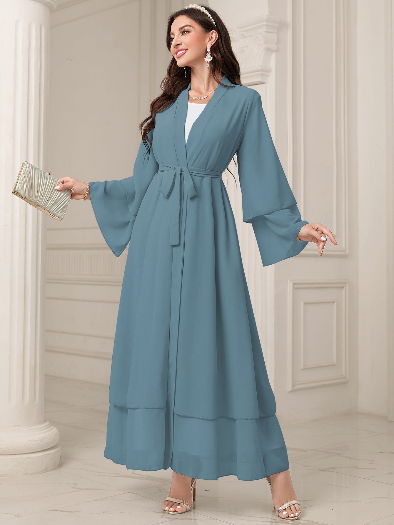 Middle East Solid Color Chiffon Plus Size Women's Gauze Robe My Store