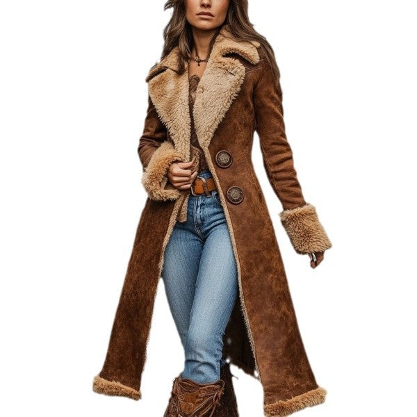 Denim Western Vintage Plush Warm Coat My Store