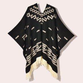 Western Denim Style Men's And Women's Shawl Tassel Pullover Keep Warm Outdoor Large Cloak My Store