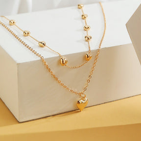 Double-layer Heart Pendant Fine Chain Necklace For Women Multilayer Gold Color Metal Necklaces Fashion Jewelry Accessories My Store