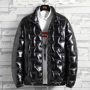 Men's Glossy Solid Color Stand-up Collar Casual Jacket My Store