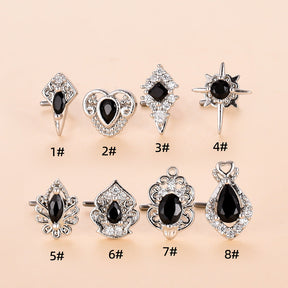 European And American Stainless Steel Heart Series Black Zircon Nose Stud My Store