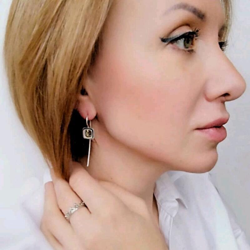 Geometric Square Distressed Pearl Earrings For Women My Store