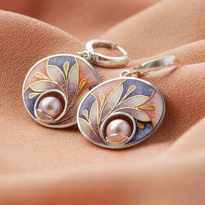 Fashion Exquisite Flower Enamel Pearl Earrings My Store