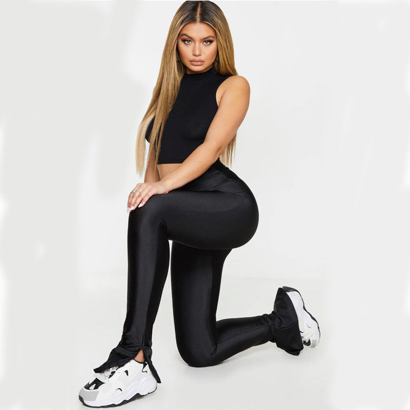 Stretch Sports Running High Waist Tight Black Ankle-length Pants My Store