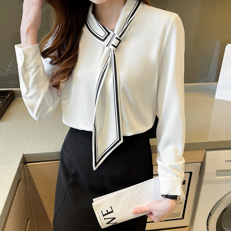 Commuter Printed Tie-neck Shirt For Women My Store