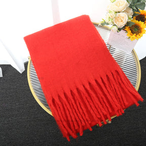 Macaron Solid Color Thick Braid Tassel Shawl My Store