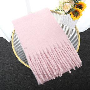 Macaron Solid Color Thick Braid Tassel Shawl My Store