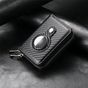 RFID Double Zip Wallet Sets Carbon Fiber PU Storage Card Sleeve My Store