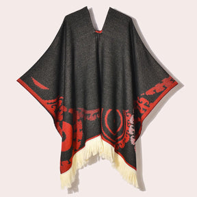 Western Denim Style Men's And Women's Shawl Tassel Pullover Keep Warm Outdoor Large Cloak My Store