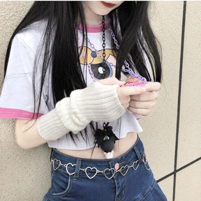 Fingerless Gloves Dark Hip Hop Sun Protection Arm Guard Knitting Oversleeve Women My Store