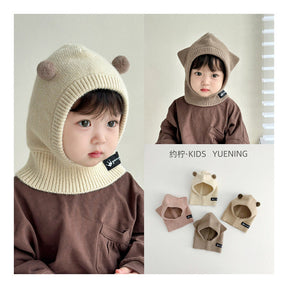 Baby Autumn And Winter Outdoor Keep Warm Knitted Scarf Integrated With Hat My Store