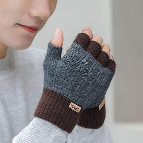 Men's Warm Thickened Knitting Half Finger Gloves My Store