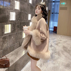 Artificial Fur Mid-length Coat Women's Woolen Cloak My Store