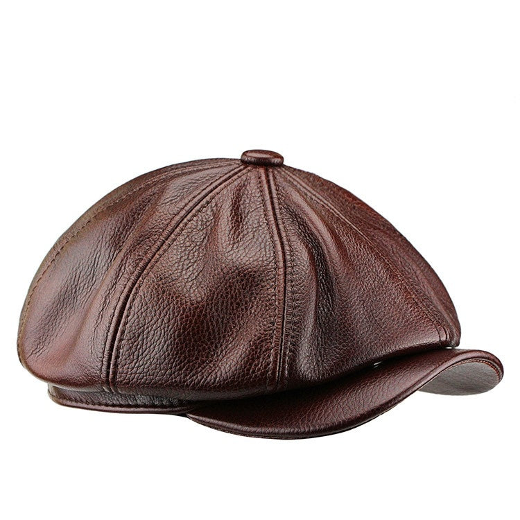 British Cowhide Octagonal Cap Female Peaked Cap Tide My Store