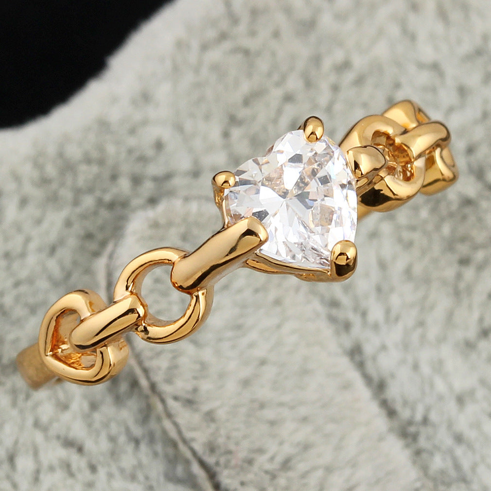 Trend Chain Heart-shaped Zircon Ring My Store