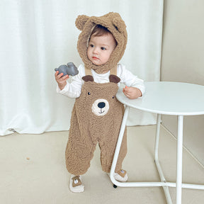 Baby Jumpsuit Autumn And Winter Plus Velvet Baby Clothing Bear Suspenders My Store