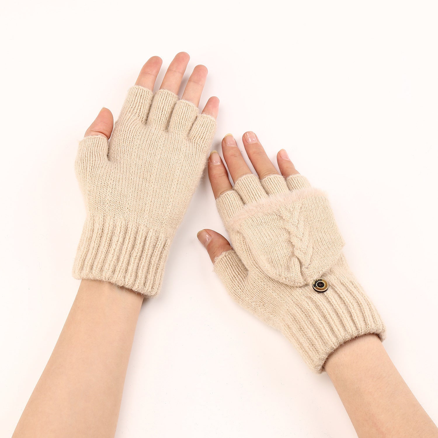 Wool Fingerless Gloves Women's Warm Fashionable Knitted Half Finger Oversleeves My Store