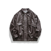 American Retro Street Trend Lapel PU Leather Jacket For Men My Store