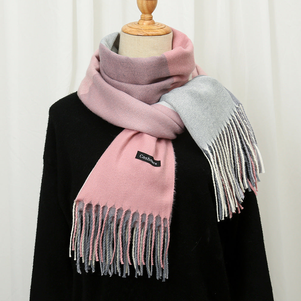 Autumn And Winter New Contrast Color Warm Cashmere-like Fashion Scarf My Store