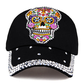 Skull Embroidery Applique Diamond Baseball Cap Korean Style My Store