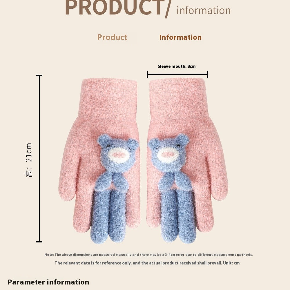 Five Finger Gloves Simple All-match Cartoon Cute Thickening Windproof My Store