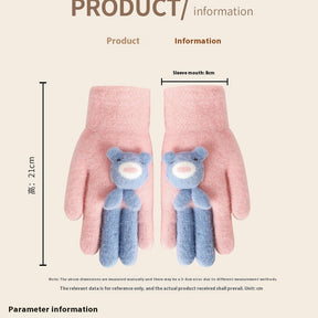 Five Finger Gloves Simple All-match Cartoon Cute Thickening Windproof My Store