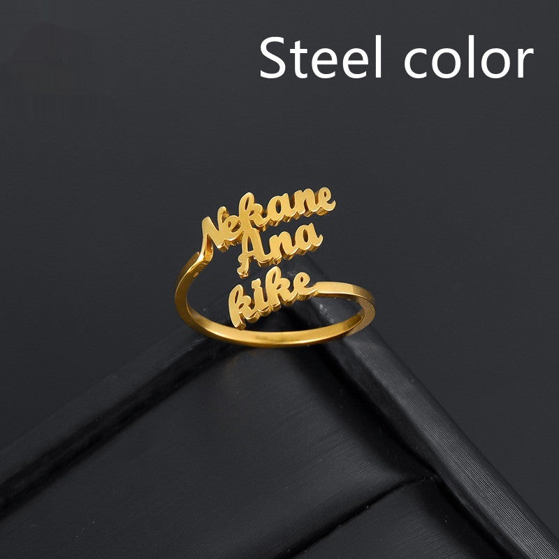 DIY English Letter Titanium Steel Ring My Store