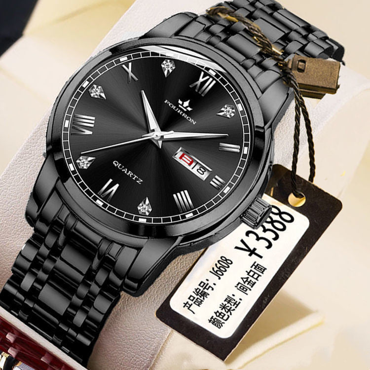 New Luminous Double Calendar Quartz Stainless Steel Waterproof Men's Watch With Watch My Store