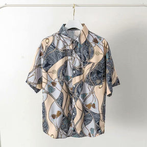 Casual Loose Half Sleeve Shirt Printed Men's Top My Store