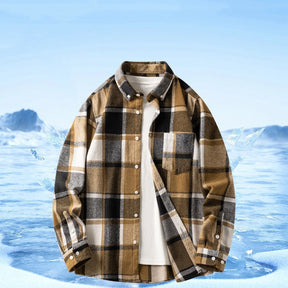 Cross-border Foreign Trade Men's Autumn And Winter New Plaid Plus Size Long-sleeved Shirt Casual Coat Thickened Flannel Shirt Men My Store