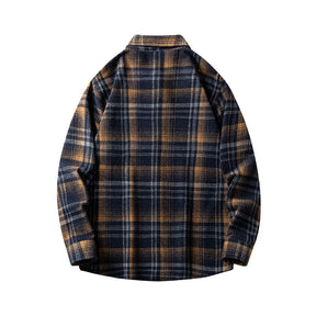 Cross-border Foreign Trade Men's Autumn And Winter New Plaid Plus Size Long-sleeved Shirt Casual Coat Thickened Flannel Shirt Men My Store