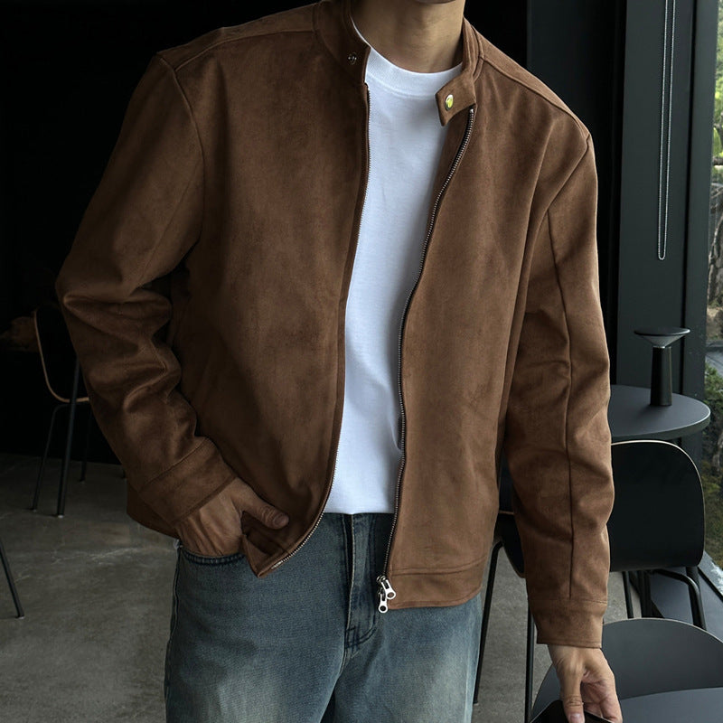 Brown Maillard Stand-up Collar Jacket My Store