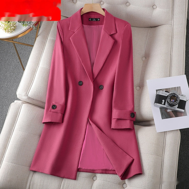 Korean Style Professional Mid-length Suit Collar Trench Coat My Store