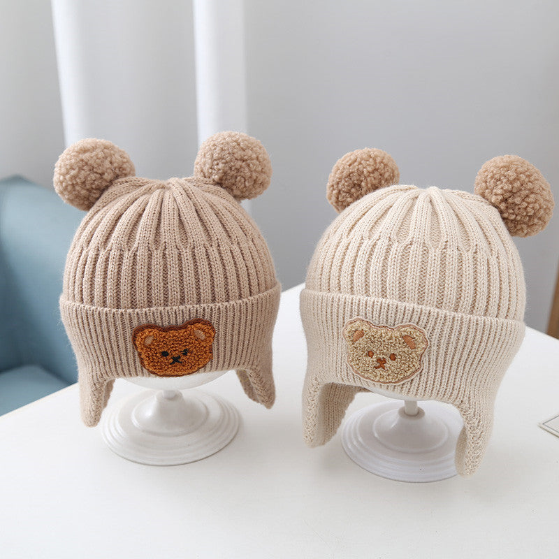 Baby Hat Warm Earflaps Cap Cute Bear Baby Knitted Woolen Cap My Store