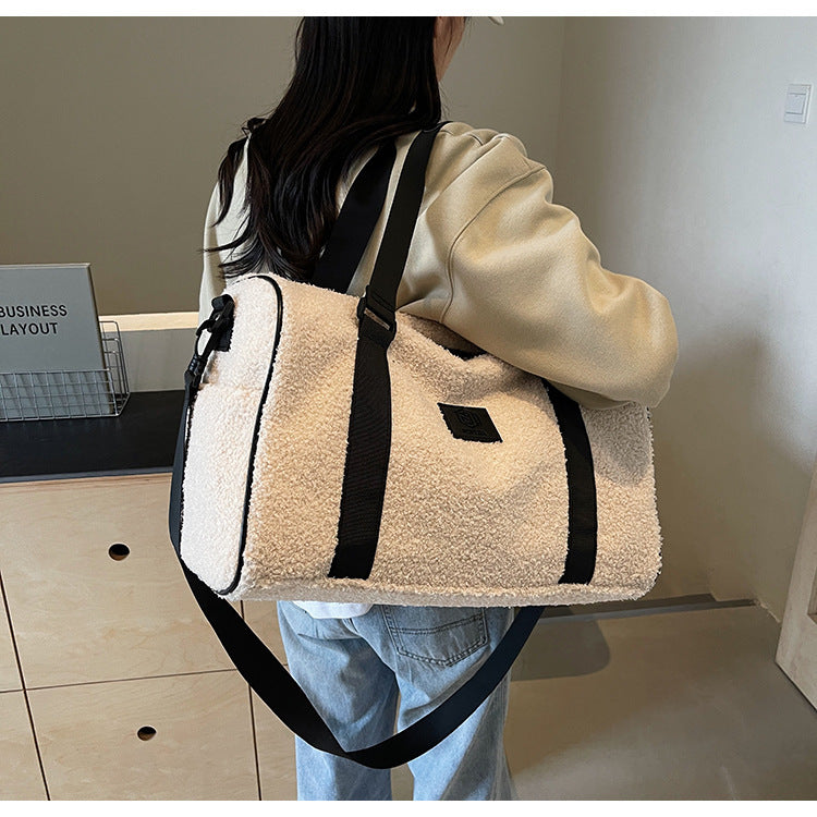 Autumn And Winter New Casual Portable Travel Large Capacity Simple Lambswool Shoulder Crossbody Tote Bag My Store