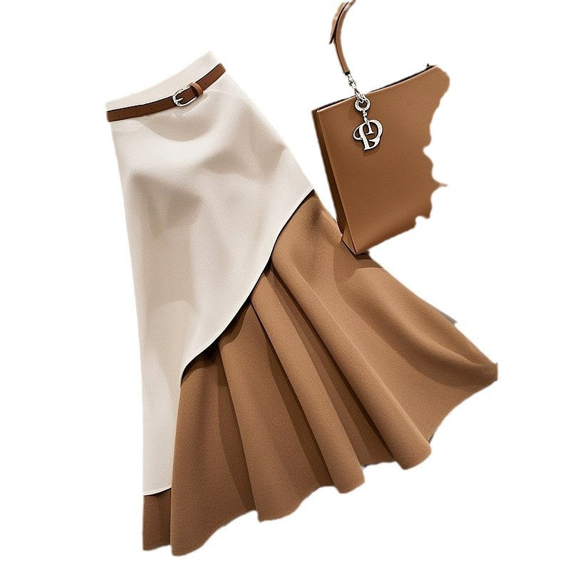 Women's Winter Brown Contrast Skirt My Store