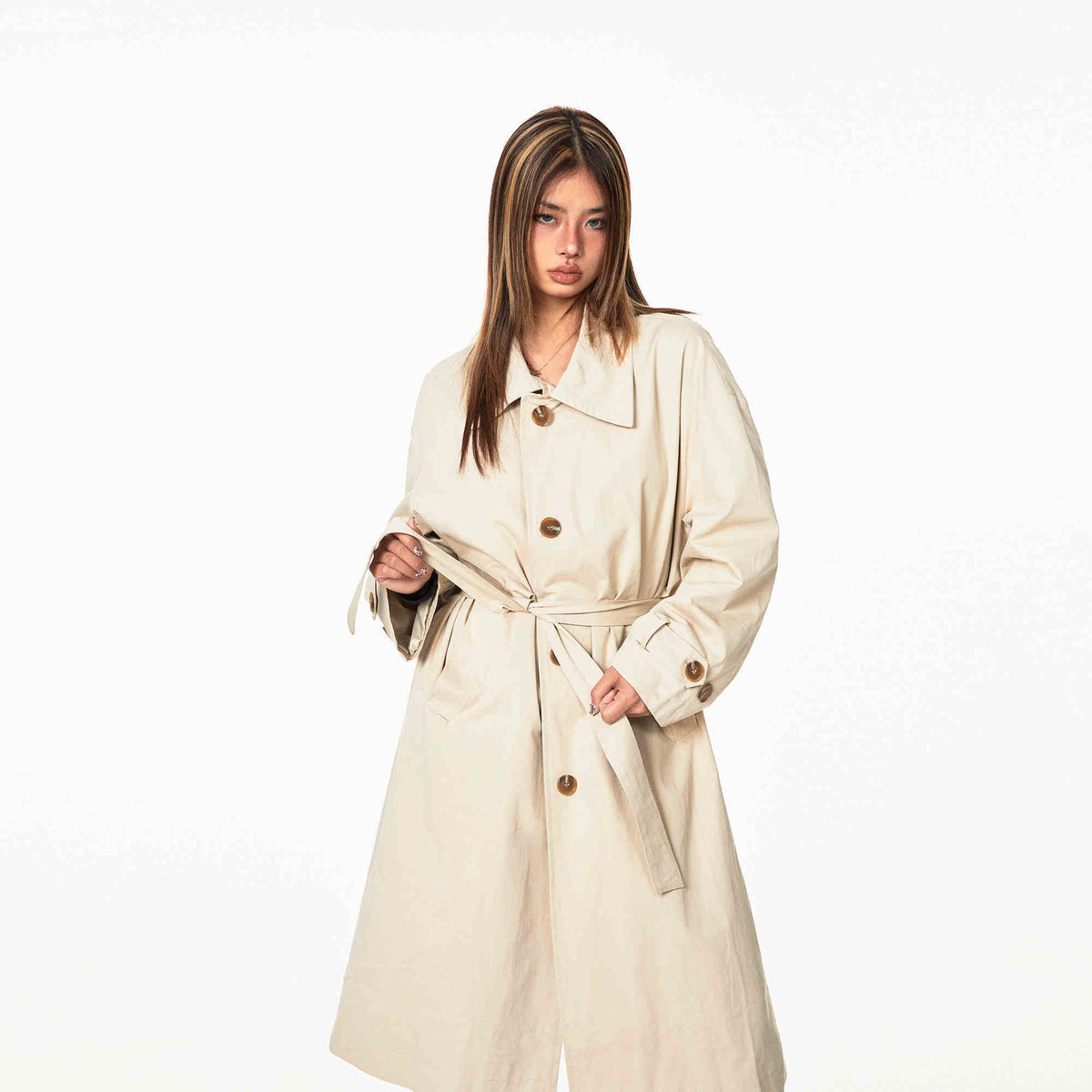 Vintage Single-breasted Belt Long Trench Coat My Store