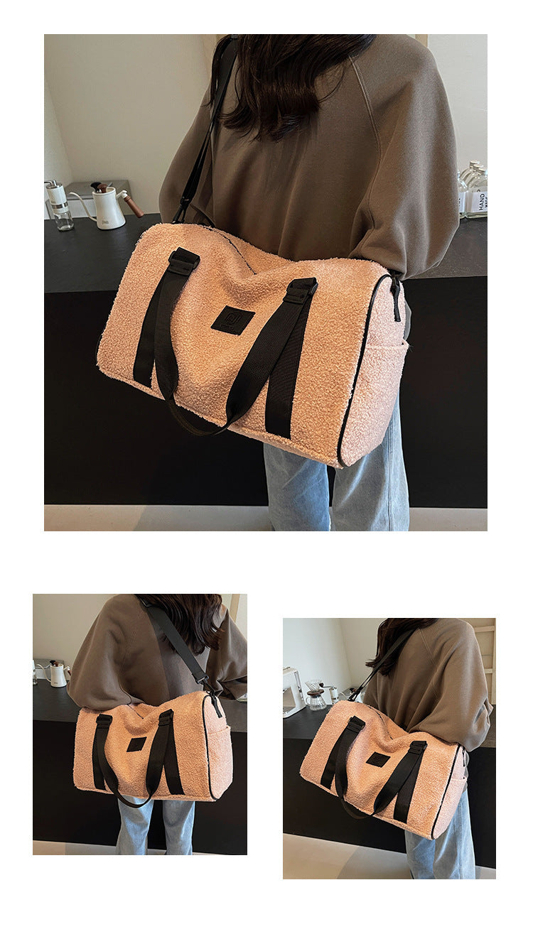 Autumn And Winter New Casual Portable Travel Large Capacity Simple Lambswool Shoulder Crossbody Tote Bag My Store