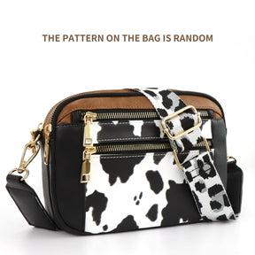 Cow Color Matching Multifunctional Zipper Crossbody Bag My Store