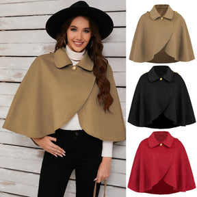 Fashion Solid Color Wool Cape Coat My Store