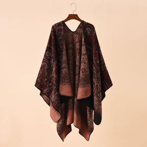 Double-sided Color Matching Plaid Cashmere-like Shawl Outer Match Cape Coat My Store