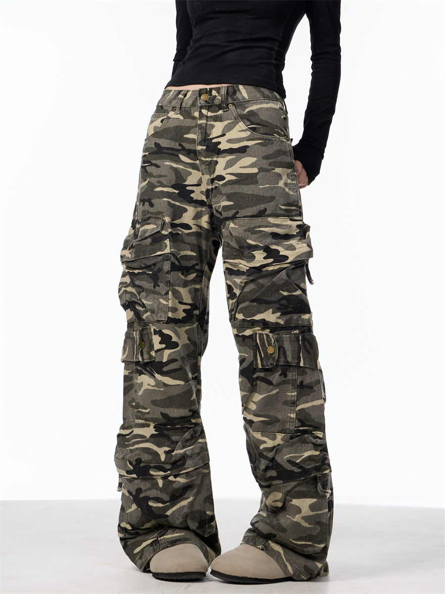 Retro Design Camouflage Cargo Pants Women My Store