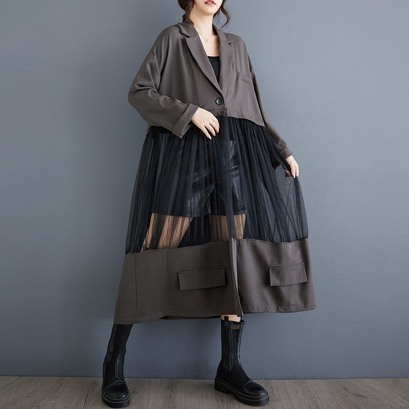 Casual Patchwork Mesh Hollow Suit Skirt My Store