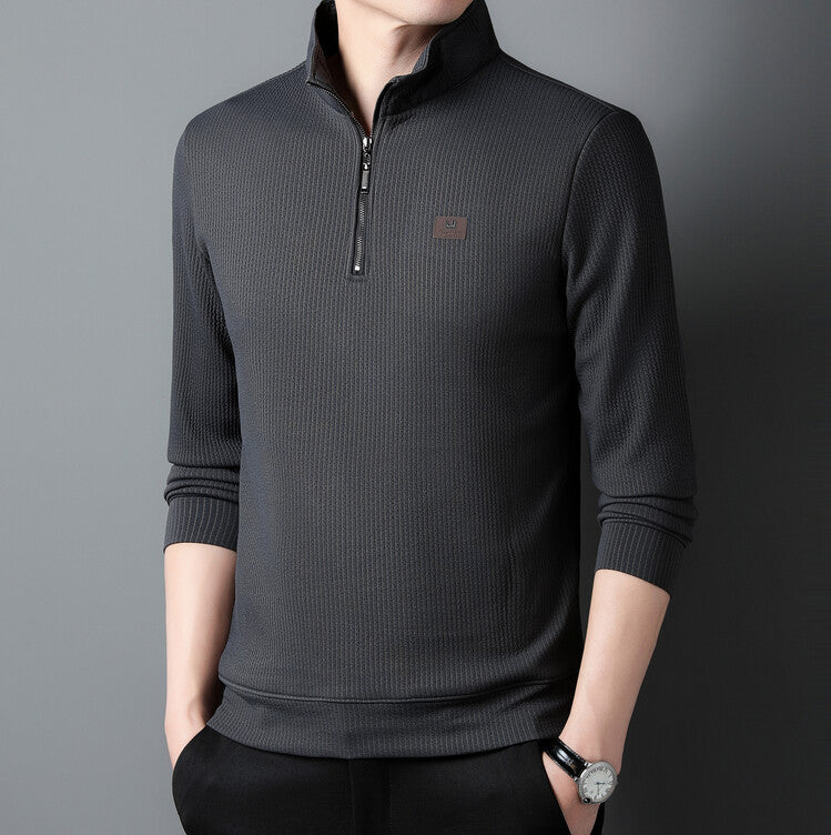 Commuter Half Zipped Stand Collar Long Sleeve Fleece T-shirt My Store