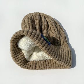 Woolen Cap Female Fleece Lined Padded Warm Keeping Knitted Hat My Store