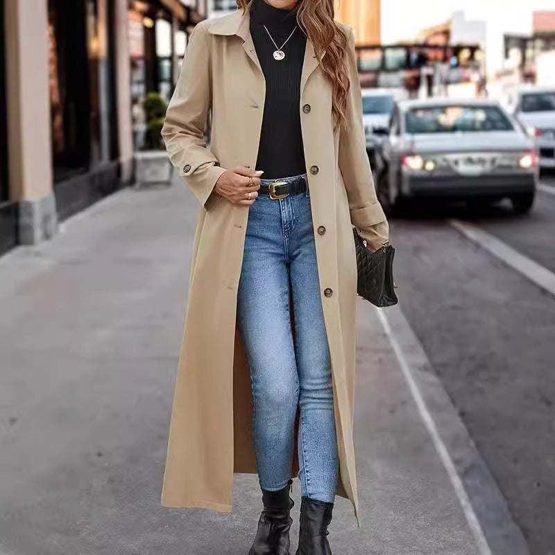 Fashion Casual Gentle Button Long Trench Coat For Women My Store