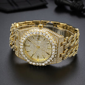 Men's Hip Hop Iced Diamond Fashion Cuban Link Chain Quartz Clock My Store